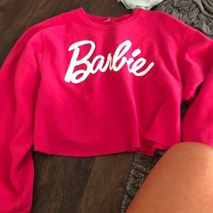 Barbie crew neck cropped sweatshirt